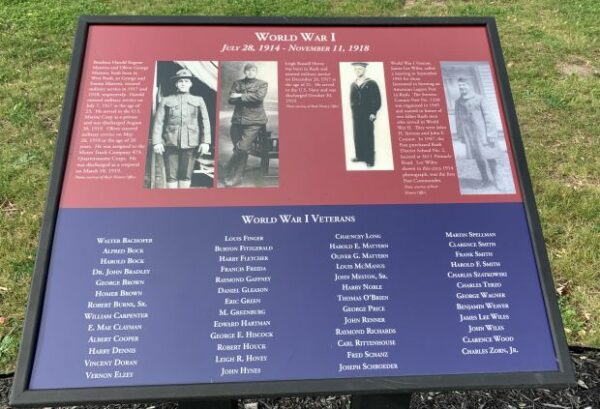 RUSH WORLD WAR MEMORIAL PLAQUE