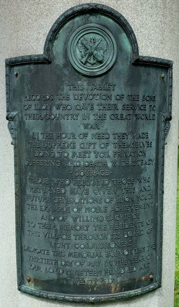 ILION GREAT WAR MEMORIAL PLAQUE