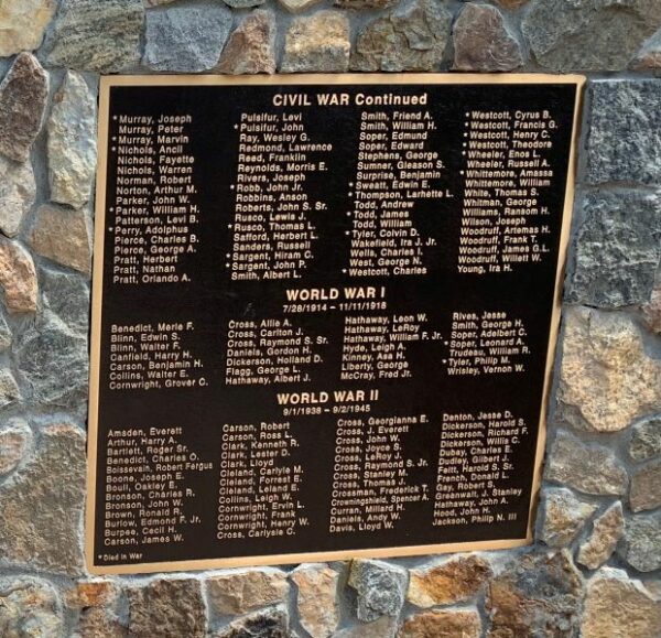 TOWN OF LEWIS VETERANS PARK MEMORIAL PLAQUE B