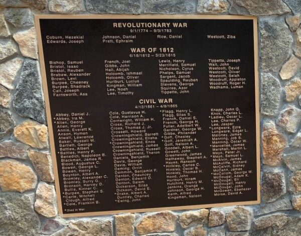 TOWN OF LEWIS VETERANS PARK MEMORIAL PLAQUE A