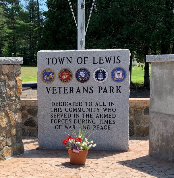 TOWN OF LEWIS VETERANS PARK MEMORIAL DEDICATION STONE