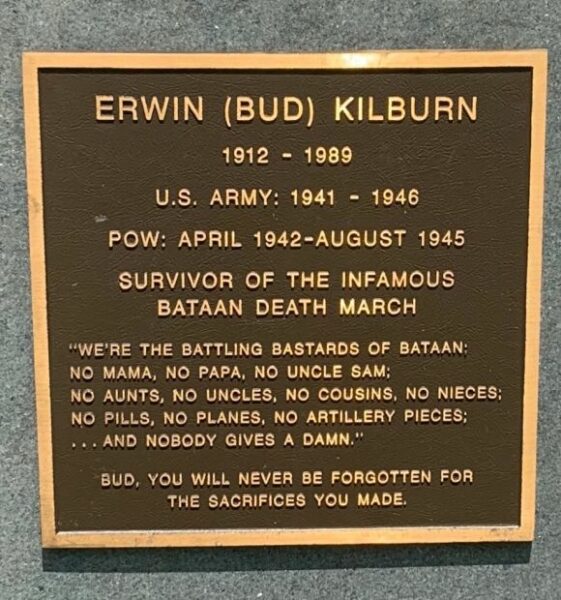 ERWIN (BUD) KILBURN WAR MEMORIAL PLAQUE