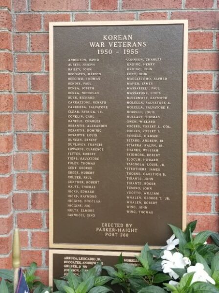 TOWN OF WASHINGTON WAR VETERANS MEMORIAL PLAQUE B