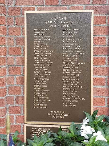 TOWN OF WASHINGTON WAR VETERANS MEMORIAL PLAQUE B