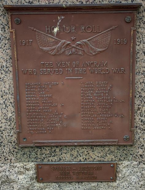 ANCRAM WORLD WAR MEMORIAL PLAQUE