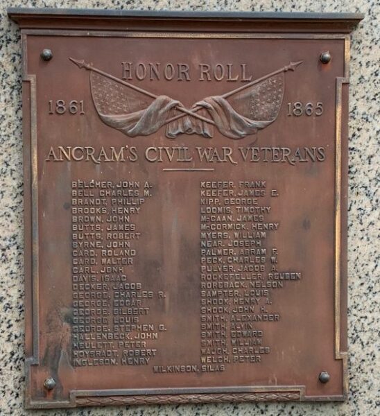 ANCRAM’S CIVIL WAR VETERANS MEMORIAL PLAQUE