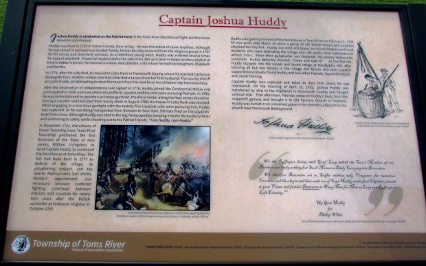 CAPTAIN JOSHUA HUDDY REVOLUTIONARY WAR MEMORIAL PLAQUE