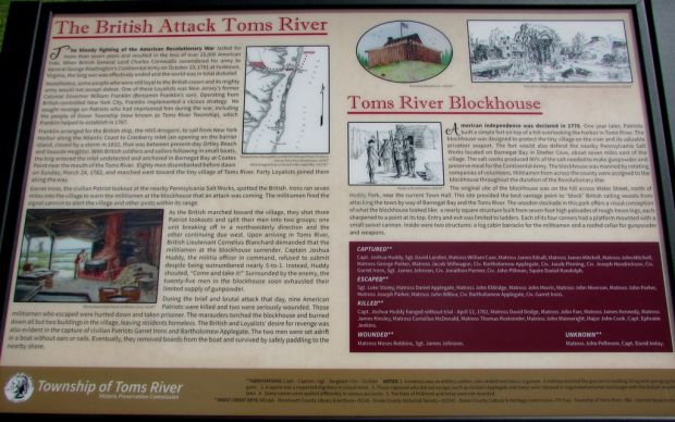THE BRITISH ATTACK TOMS RIVER WAR MEMORIAL PANEL