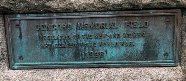 CONCORD MEMORIAL FIELD PLAQUE A