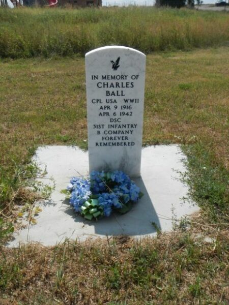 CHARLES BALL WAR MEMORIAL CEMETERY STONE