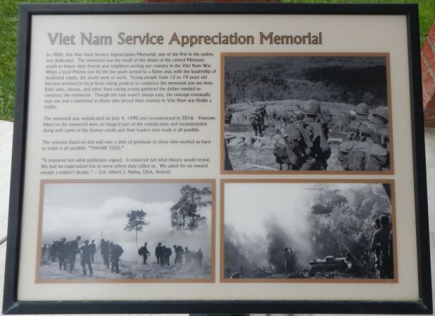 VIET NAM SERVICE APPRECIATON MEMORIAL PANEL