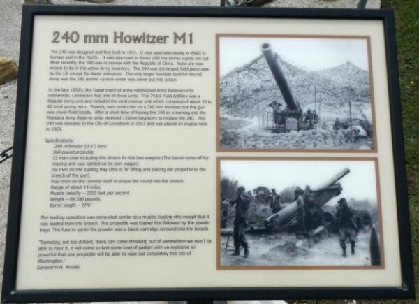240 MM HOWITZER M1 MEMORIAL PLAQUE
