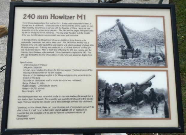 240 MM HOWITZER M1 MEMORIAL PLAQUE
