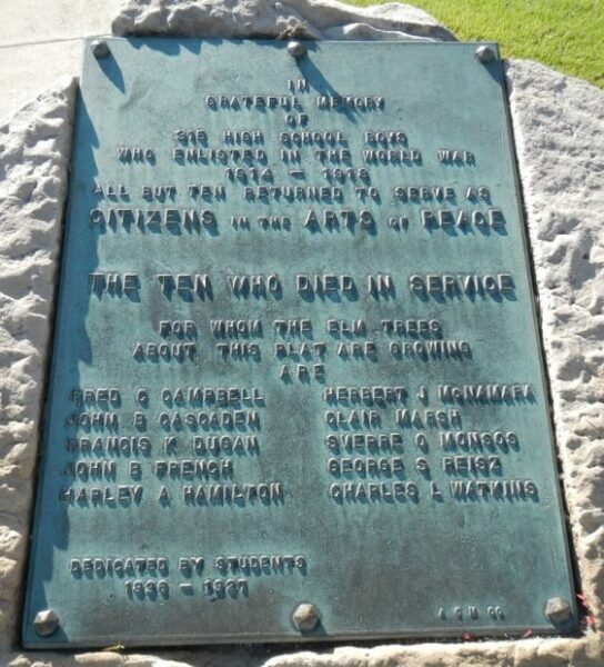 THE TEN WHO DIED IN SERVICE MEMORIAL PLAQUE