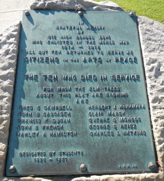 THE TEN WHO DIED IN SERVICE MEMORIAL PLAQUE