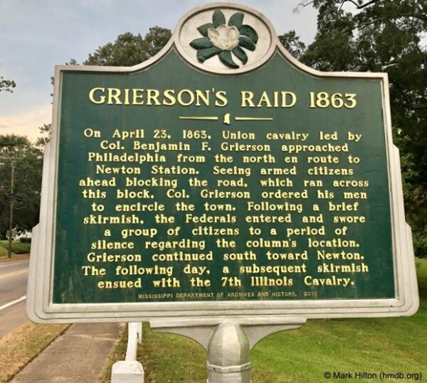 GRIERSON’S RAID 1863 WAR MEMORIAL MARKER PHILADELPHIA