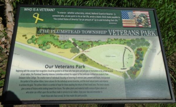 THE PLUMSTEAD TOWNSHIP VETERANS PARK MEMORIAL PLAQUE