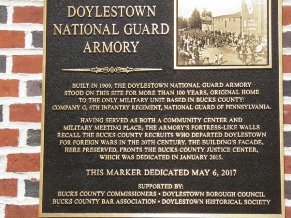 DOYLESTOWN NATIONAL GUARD ARMORY MEMORIAL PLAQUE