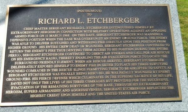 RICHARD L. ETCHBERGER MEDAL OF HONOR WAR MEMORIAL PLAQUE