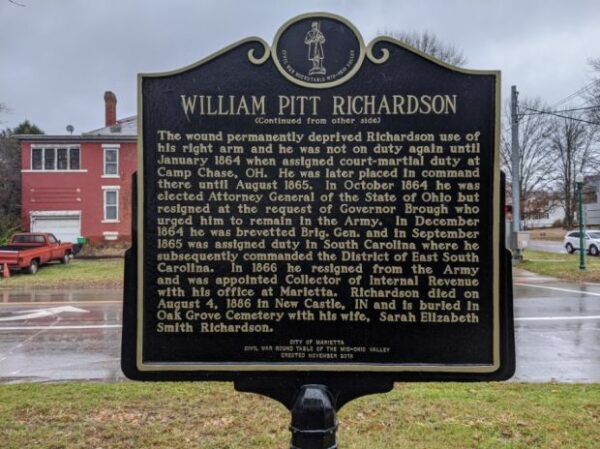 WILLIAM PITT RICHARDSON WAR MEMORIAL MARKER BACK
