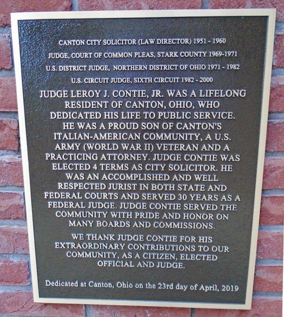 JUDGE LEROY J. CONTIE, JR. MEMORIAL PLAQUE