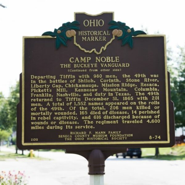 CAMP NOBLE WAR MEMORIAL MARKER BACK