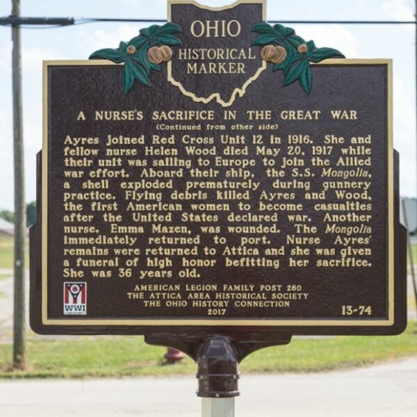 A NURSE’S SACRIFICE IN THE GREAT WAR MEMORIAL MARKER BACK
