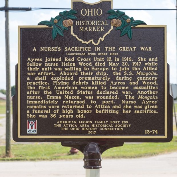 A NURSE’S SACRIFICE IN THE GREAT WAR MEMORIAL MARKER BACK