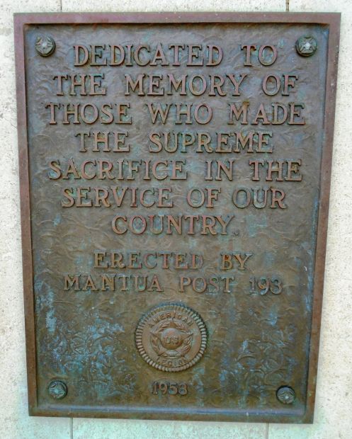 MANTUA SUPREME SACRIFICE WAR MEMORIAL PLAQUE