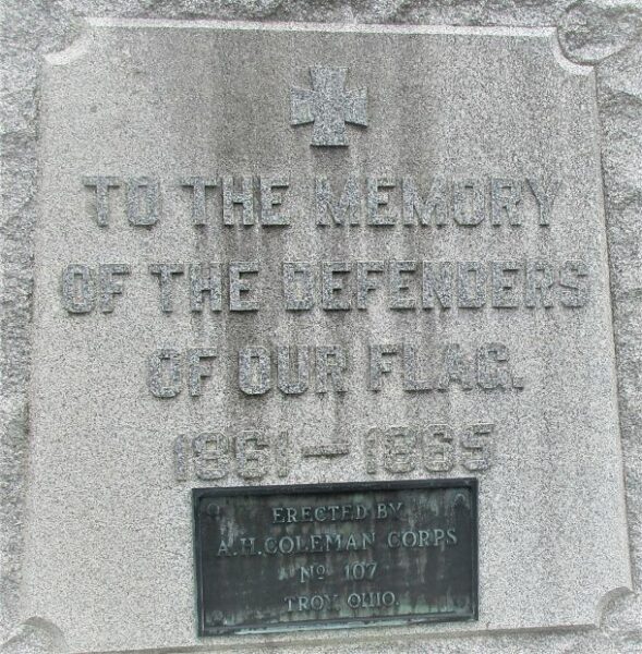 TROY, OH CIVIL WAR MEMORIAL DEDICATION STONE