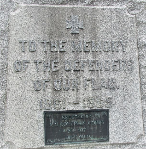 TROY, OH CIVIL WAR MEMORIAL DEDICATION STONE