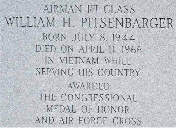 AIRMAN 1ST CLASS WILLIAM H. PITSENBARGER MEDAL OF HONOR WAR MEMORIAL STONE