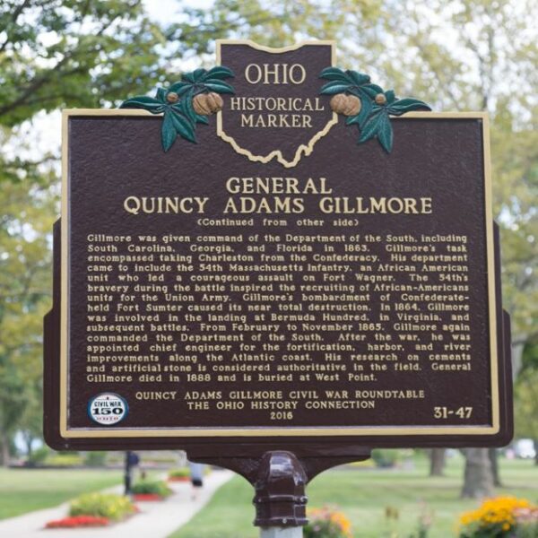 GENERAL QUINCY ADAMS GILLMORE WAR MEMORIAL MARKER BACK