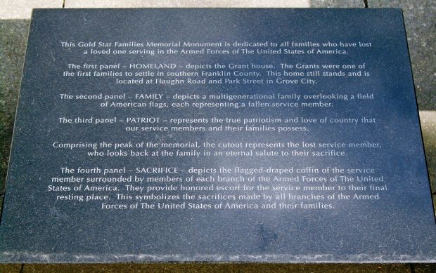 GROVE CITY GOLD STAR FAMILIES MEMORIAL TABLET