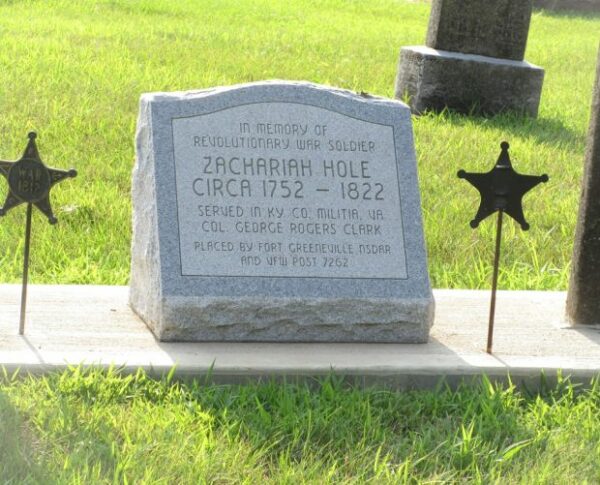 ZACHARIAH HOLE REVOLIUTIONARY WAR MEMORIAL CEMETERY STONE