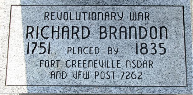 RICHARD BRANDON REVOLUTIONARY WAR SOLDIER MEMORIAL TABLET