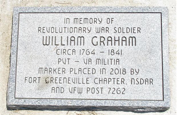 WILLIAM GRAHAM REVOLUTIONARY WAR SOLDIER MEMORIAL TABLET