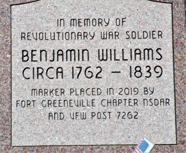 BENJAMIN WILLIAMS REVOLUTIONARY  WAR SOLDIER MEMORIAL CEMETERY STONE