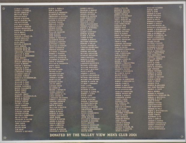 VALLEY VIEW VILLAGE VETERAN HONOR ROLL MEMORIAL FRONT PLAQUE B