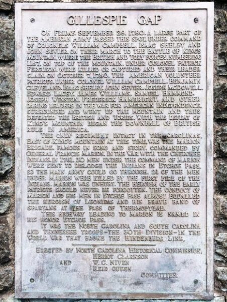 GILLESPIE GAP MEMORIAL PLAQUE
