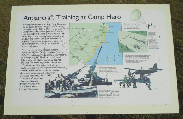 ANTIAIRCRAFT TRAINING AT CAMP HERO MEMORIAL PLAQUE
