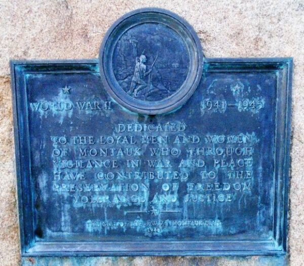 MONTAUK WORLD WAR II MEMORIAL PLAQUE