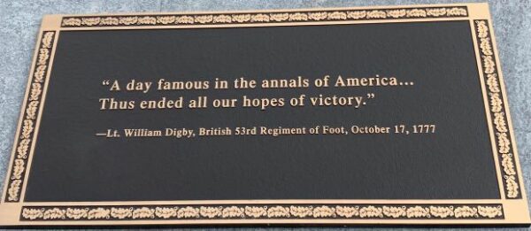 SARATOGA SURRENDER SITE WAR MEMORIAL PLAQUE D