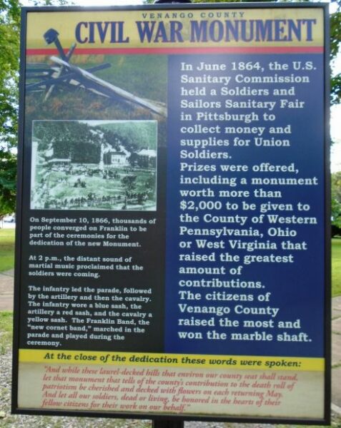 VENANGO COUNTY CIVIL WAR MONUMENT PLAQUE B