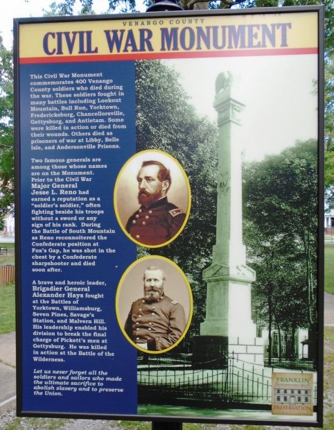 VENANGO COUNTY CIVIL WAR MONUMENT PLAQUE A