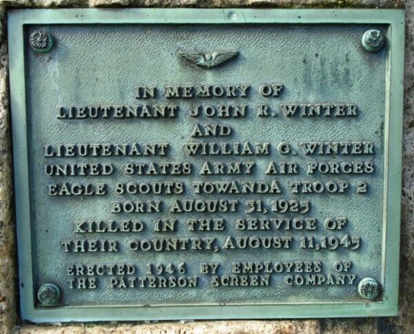 LIEUTENANT JOHN R. WINTER AND LIEUTENANT WILLIAM G. WINTER MEMORIAL PLAQUE
