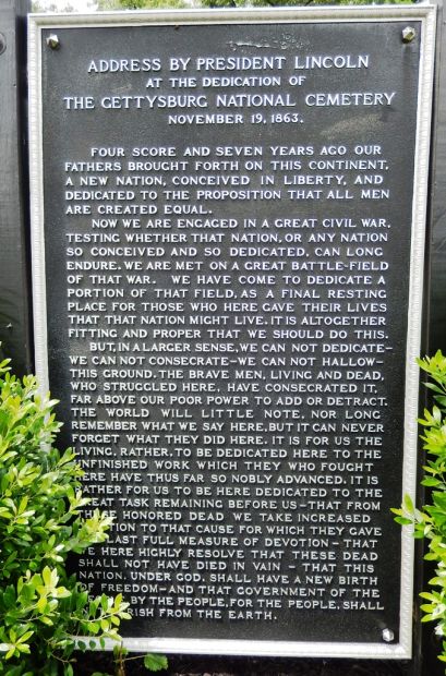 PHILADELPHIA NATIONAL CEMETERY ADDRESS BY PRESIDENT LINCOLN MEMORIAL PLAQUE