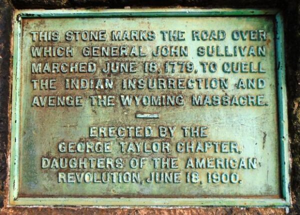 GENERAL JOHN SULLIVAN REVOLUTIONARY WAR MARCH MEMORIAL PLAQUE