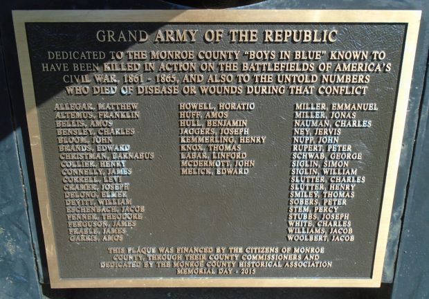 MONROE COUNTY “BOYS IN BLUE” WAR MEMORIAL CANNON PLAQUE