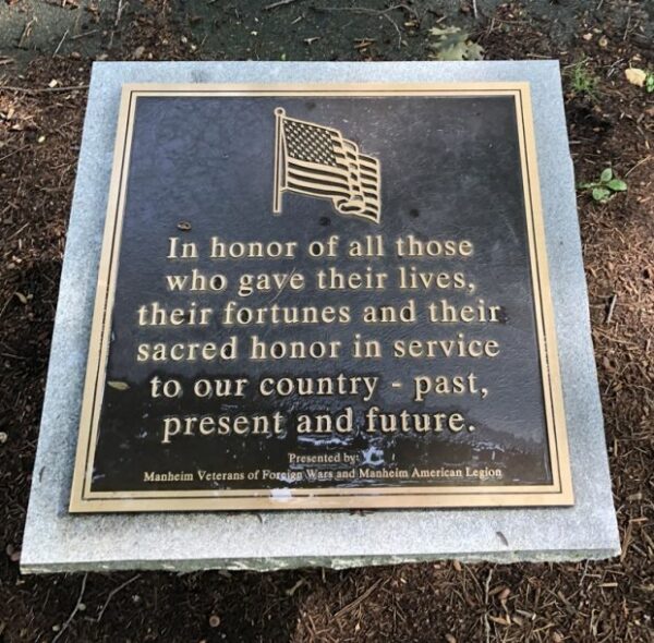 MANHEIM VETERANS MEMORIAL CANNON PLAQUE
